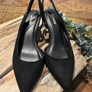 Express Black Slingback Heels with Pointed Toe